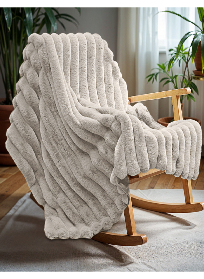Sleeptime Plaid Rib Rabbit Ecru - Fur
