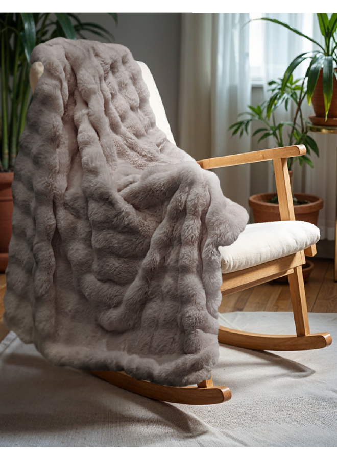 Sleeptime Plaid Pom Rabbit Taupe/Roze - Fur