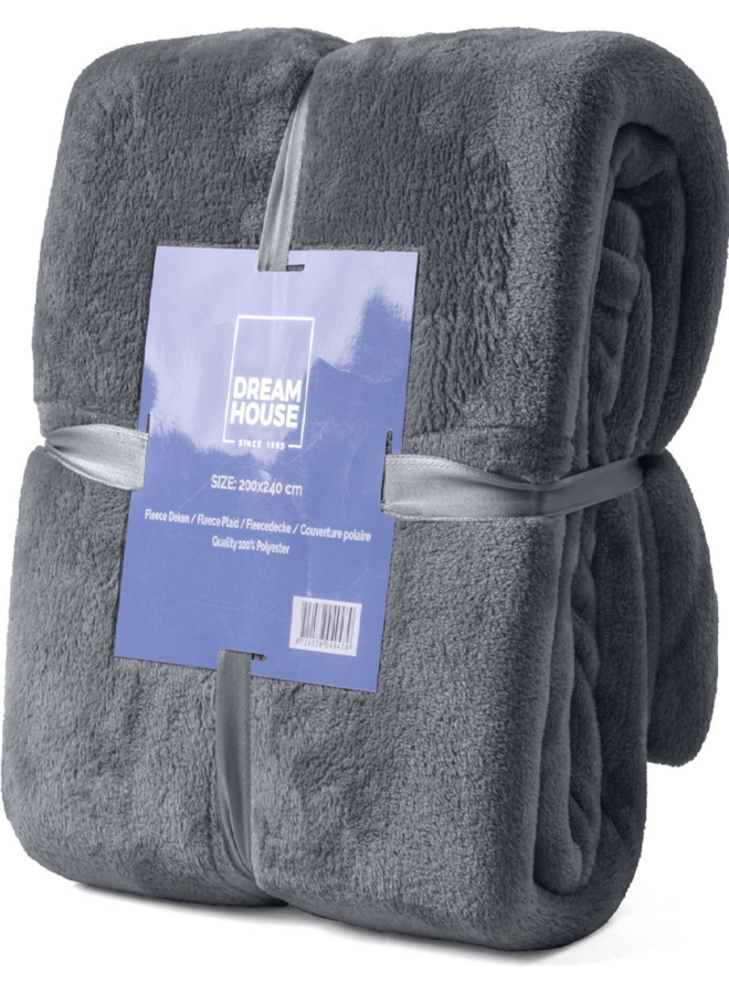 Plaid Uni Antraciet - Fleece