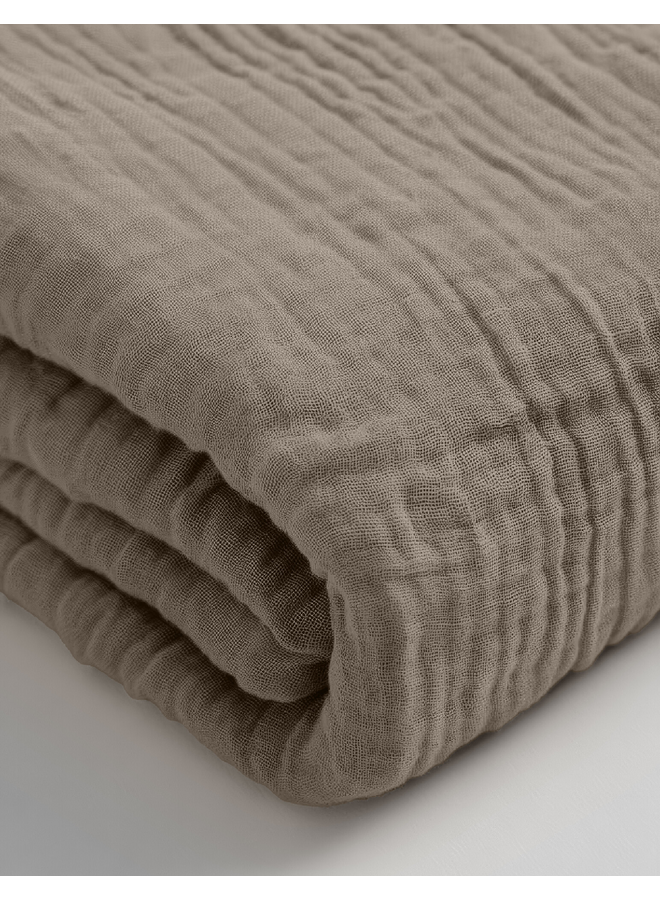 Hoeslaken Taupe - Mousseline Katoen