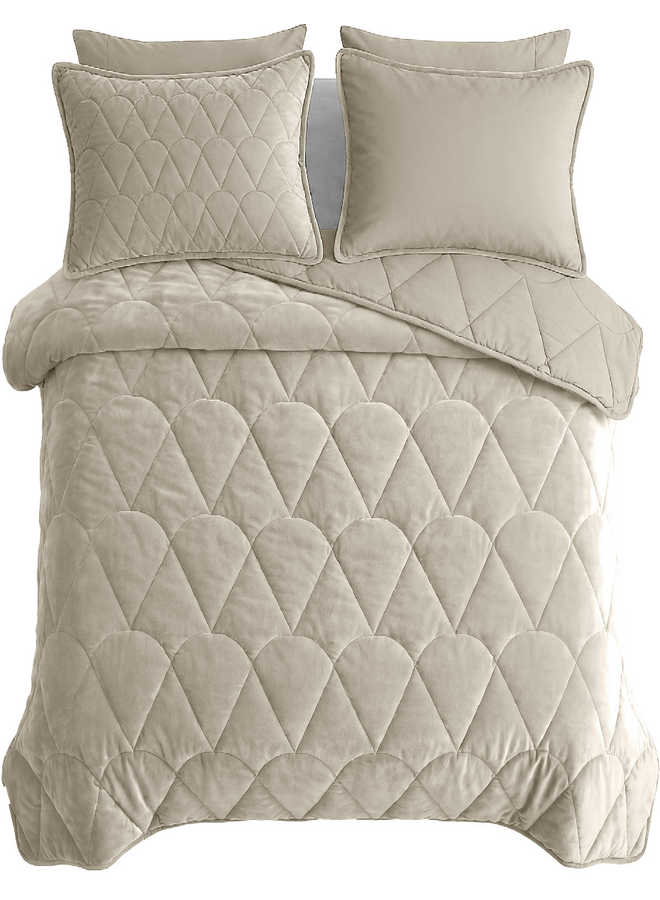 Lazy Dekbed Taupe/Grijs- Met Kussenslopen - Velvet