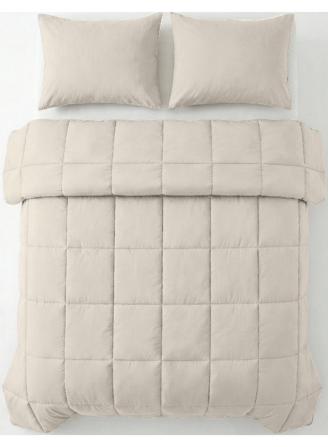 Lazy Dekbed Uni Beige - Met Kussenslopen - Percale Katoen