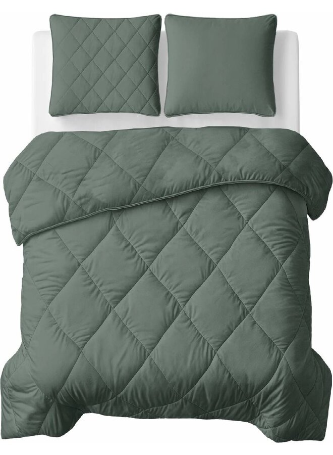 Lazy Dekbed Uni Groen - Met Kussenslopen - Microvezel