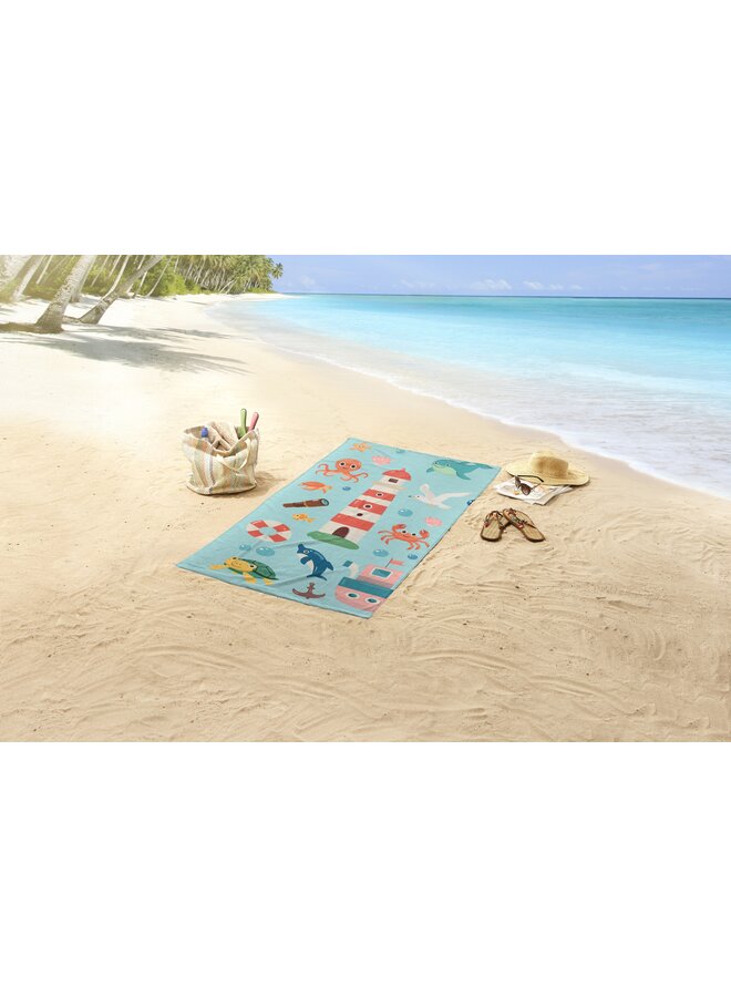 Good Morning Strandlaken Kids Sailor Aqua - 75 x 150 - Velours