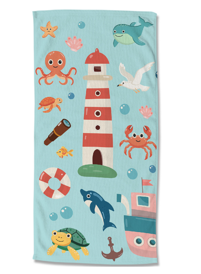 Strandlaken Kids Sailor Aqua - Velours
