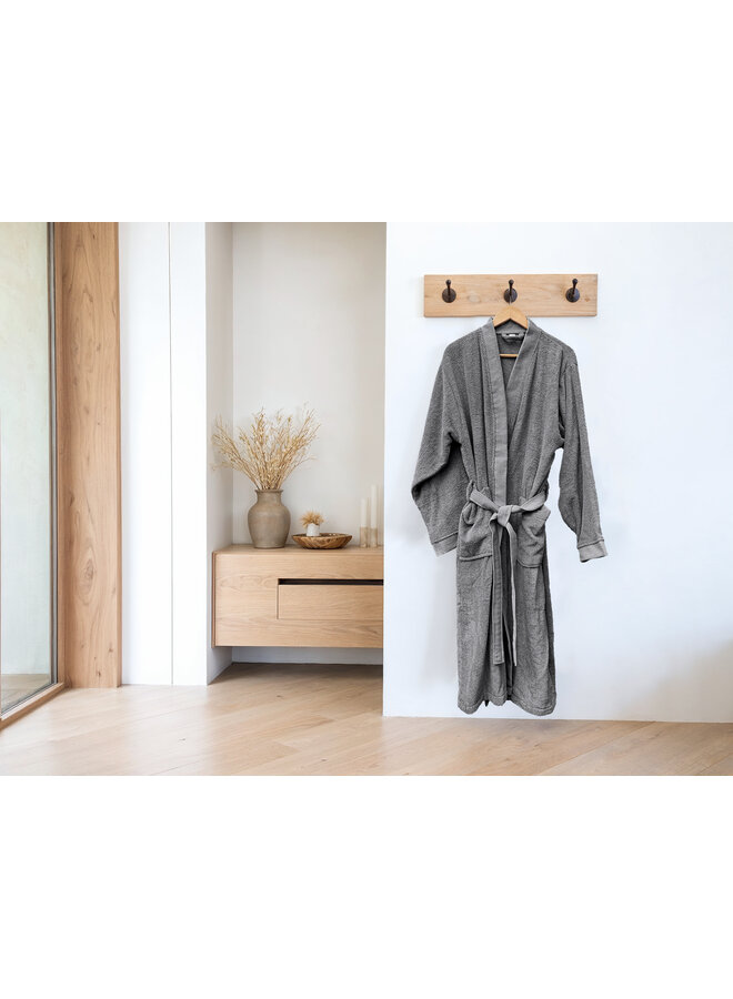 Heckett & Lane Badjas Premium Antraciet  - Katoen