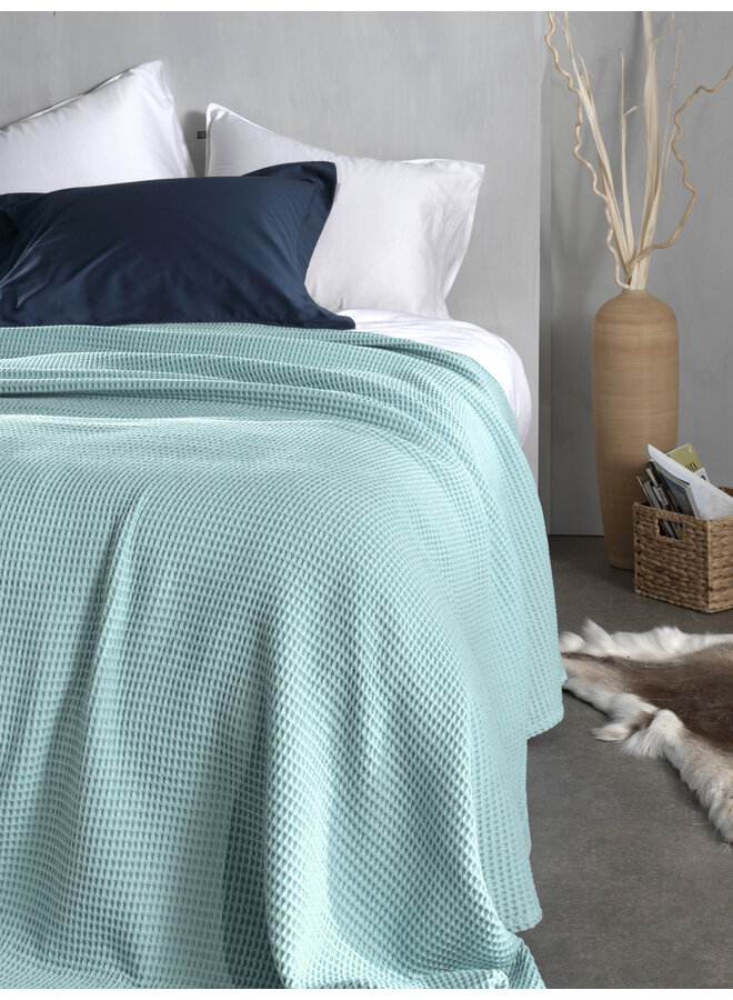 Heckett & Lane Sprei Wafel Lichtblauw - Gerecyled Katoen