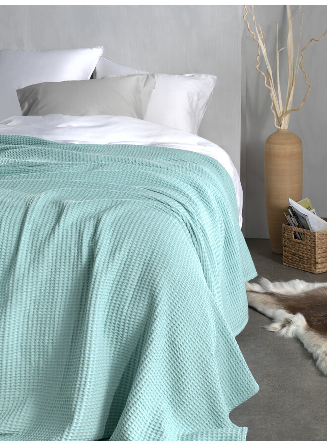 Heckett & Lane Sprei Wafel Groen - Gerecyled Katoen