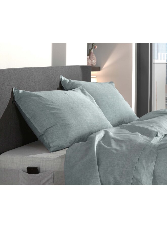 Sierkussenhoes Lino Blauw - Set Van 2 - Katoen