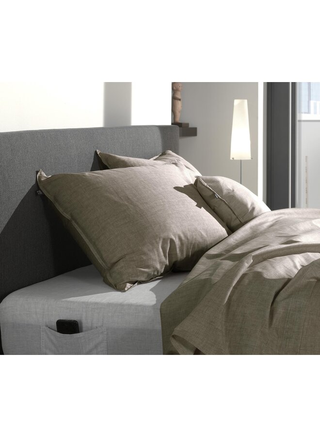 Sierkussenhoes Lino Taupe - Set Van 2 - Katoen