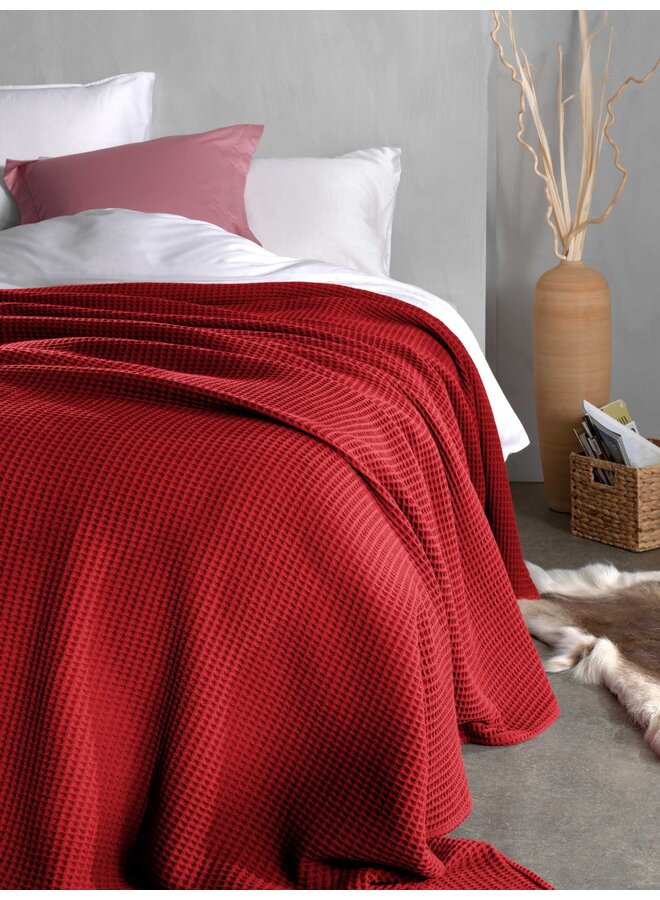 Heckett & Lane Sprei Wafel Rood - Gerecyled Katoen