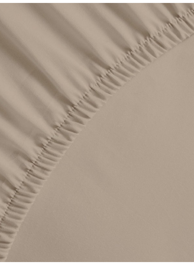 Hoeslaken Mumbai Zand - Percale Katoen