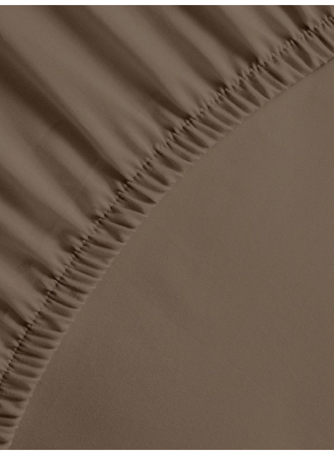 Hoeslaken Mumbai Taupe - Percale Katoen