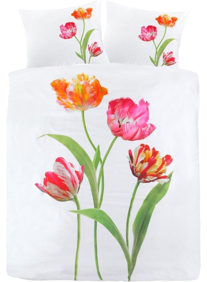 Dekbedovertrek Tulips Wit - Katoensatijn
