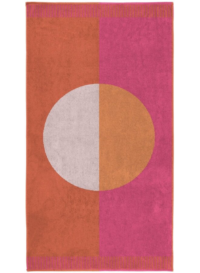 Strandlaken Colorblock Circle Roze - Velours