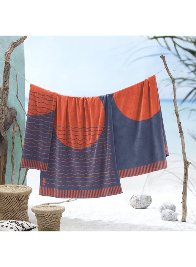 Seahorse Strandlaken Sunny Waves Blauw - Velours