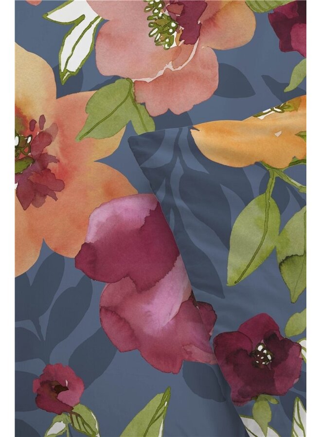 Byrklund Dekbedovertrek Flowering Peonies Blauw - Katoen