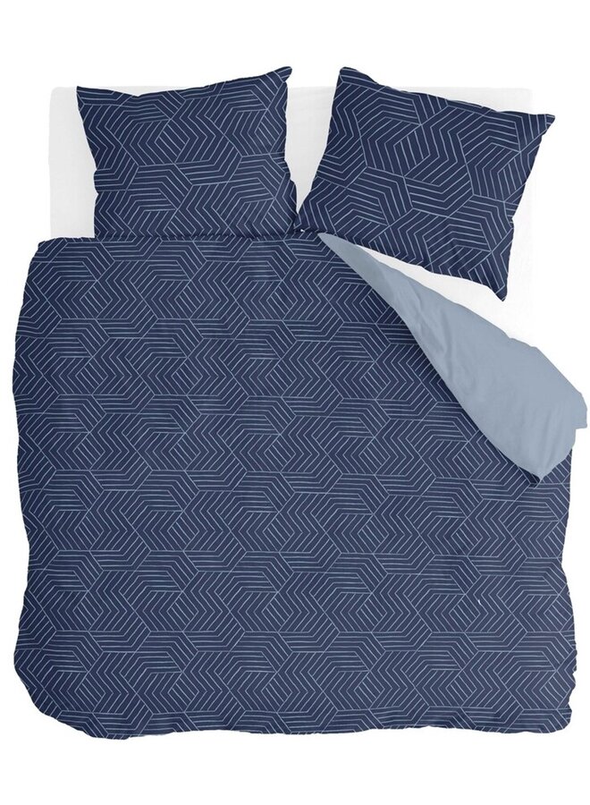 Dekbedovertrek Lines Grid Donkerblauw - Polyester