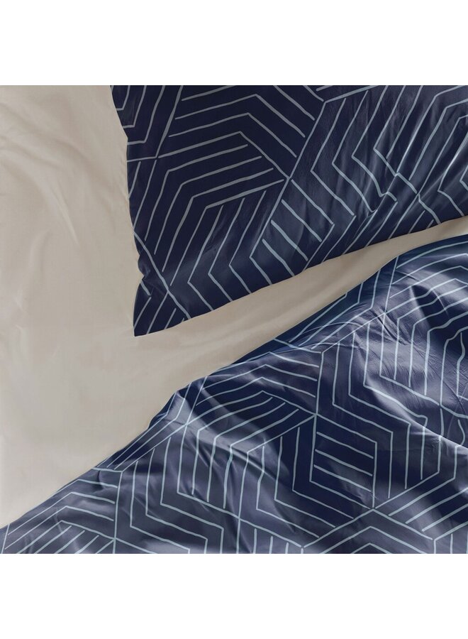 Byrklund Dekbedovertrek Lines Grid Donkerblauw - Polyester