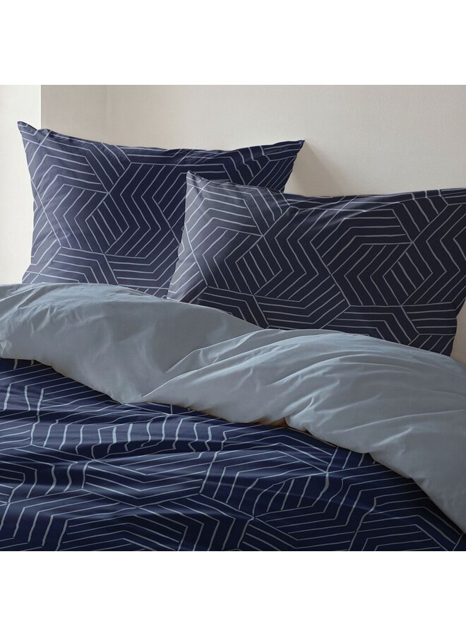 Byrklund Dekbedovertrek Lines Grid Donkerblauw - Polyester