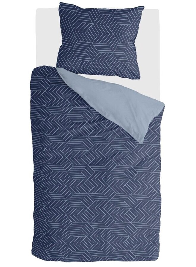 Byrklund Dekbedovertrek Lines Grid Donkerblauw - Polyester