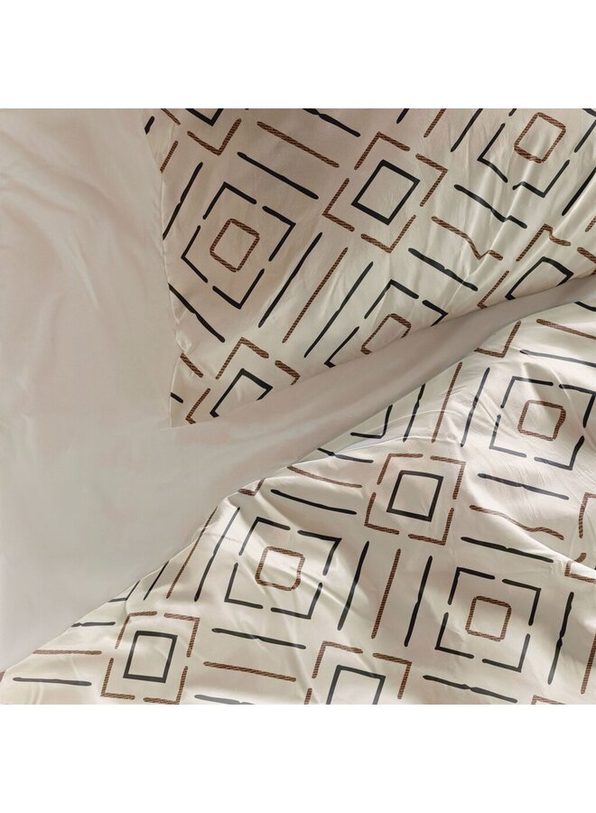 Byrklund Dekbedovertrek Vivid Lines Beige  - Polyester