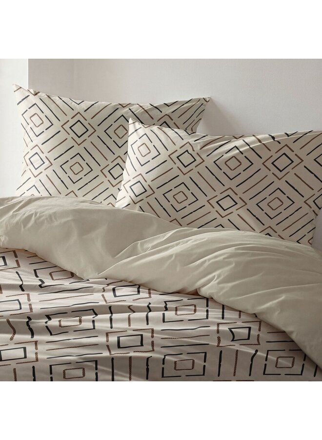 Byrklund Dekbedovertrek Vivid Lines Beige  - Polyester