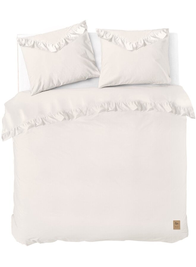Dekbedovertrek White Ruffle Creme - Gerecyled Katoen
