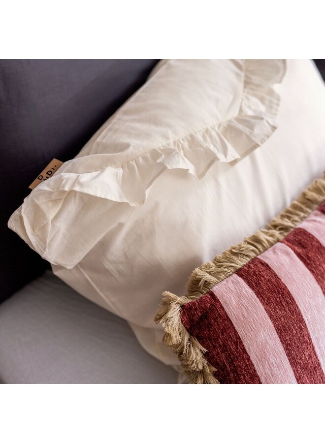Dindi Home Dekbedovertrek White Ruffle Creme - Gerecyled Katoen