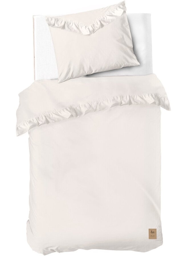 Dindi Home Dekbedovertrek White Ruffle Creme - Gerecyled Katoen