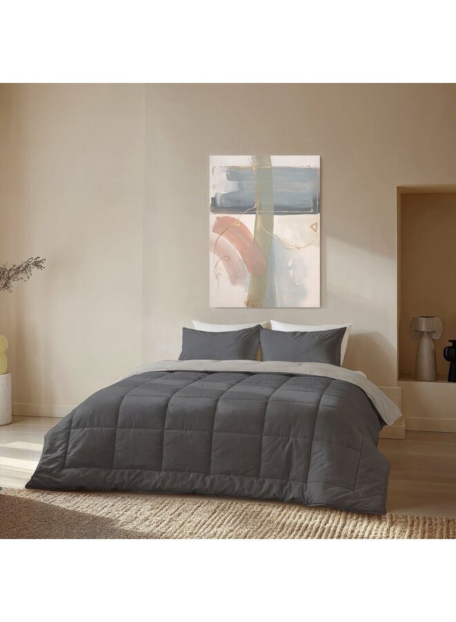 Byrklund Lay Dekbed Wash & Rest Zand/Antraciet - Polyester
