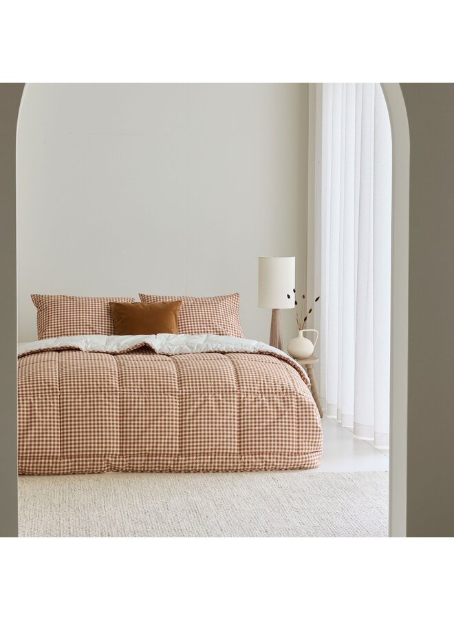 Walra Lay Dekbed Cozy Check Bruin - Percaline Katoenen Tijk