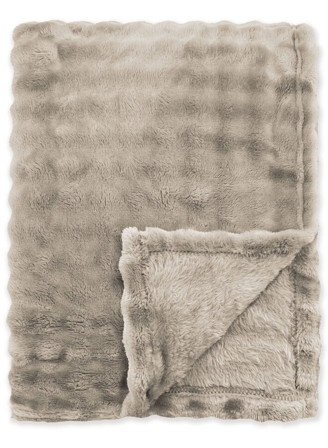 Plaid Ribbed Ribbed Comfort Taupe - Fleece