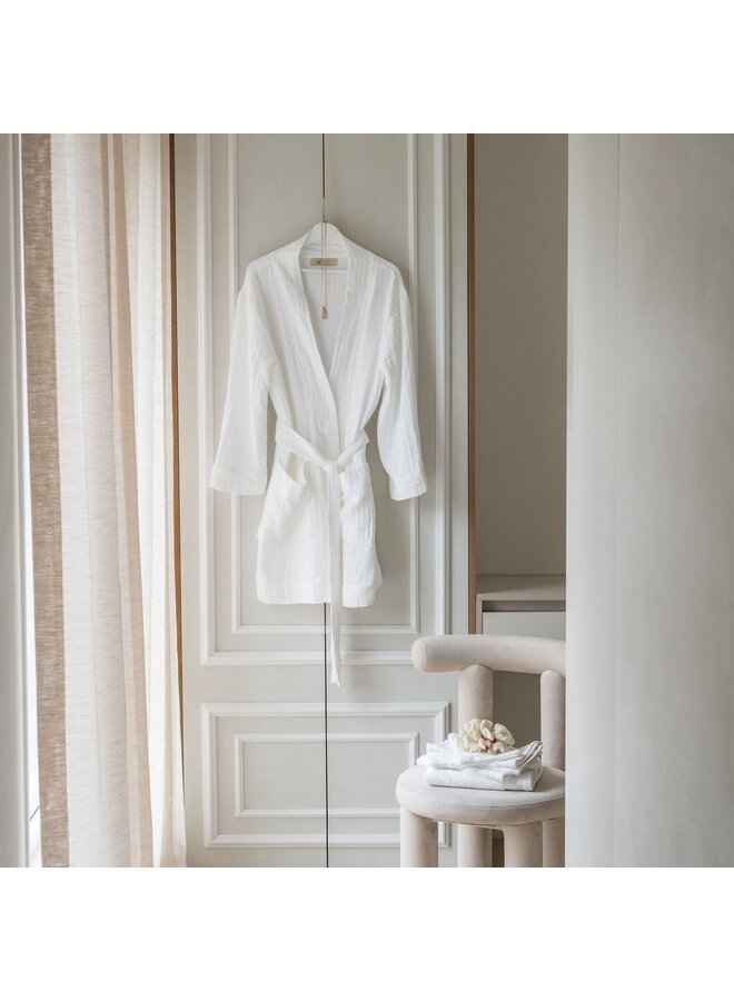 Walra Badjas Spring Robe Wit - Mousseline Katoen