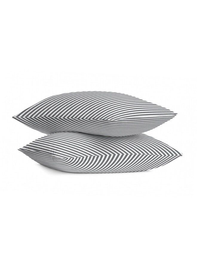 Kussenslopen Lined Up Antraciet - Set Van 2 - Polyester