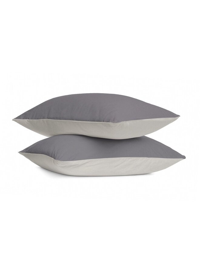 Kussenslopen Wash & Rest Antraciet/Zand - Set Van 2 - Polyester