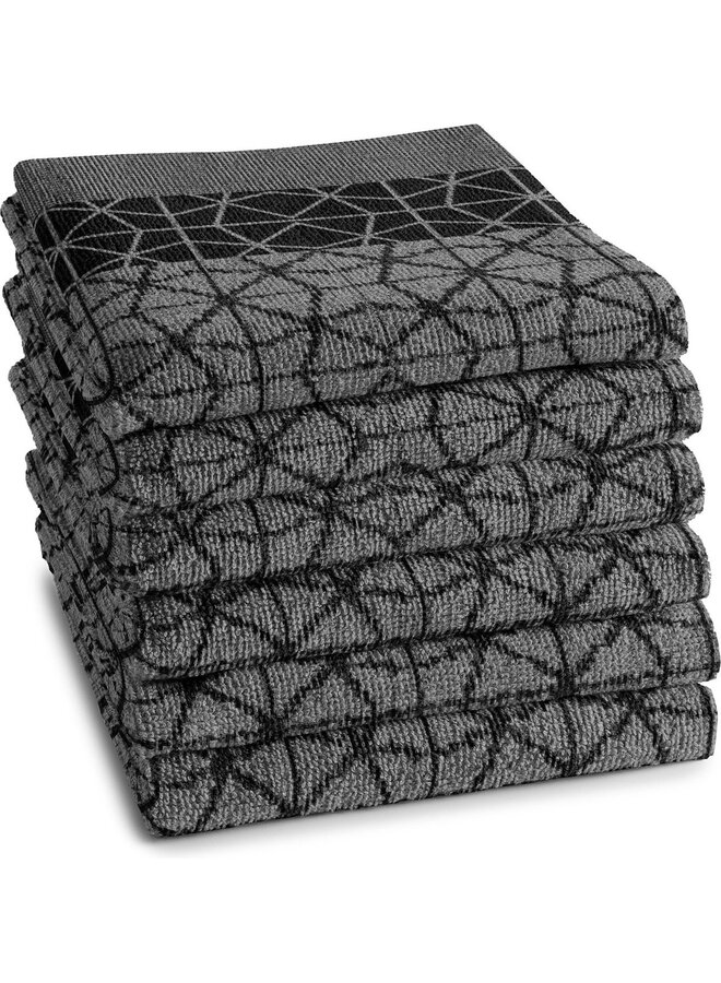 Keukendoek Chrystal Zwart - Set Van 6 - Katoen