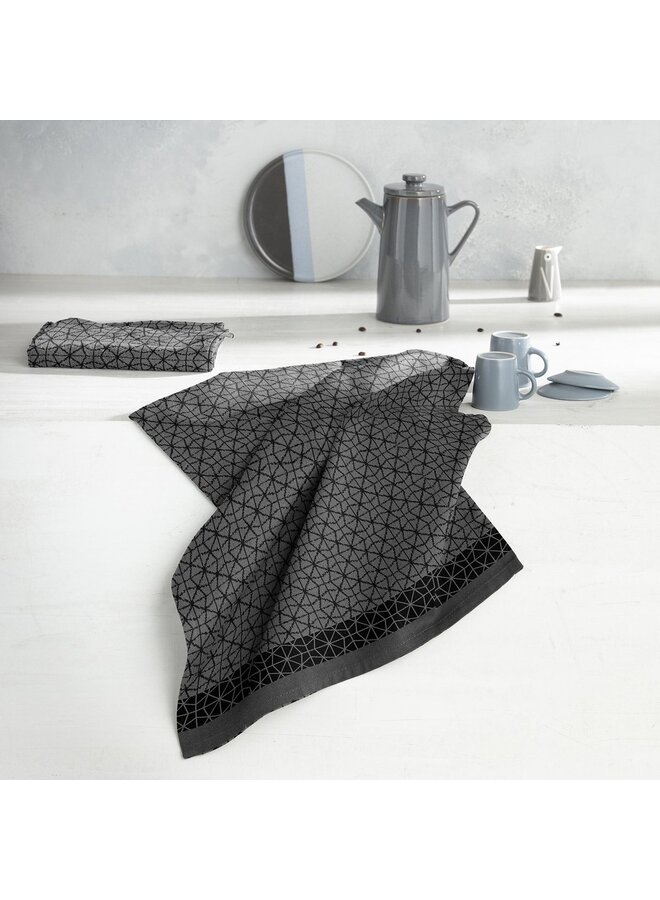 DDDDD Keukendoek Chrystal Zwart - Set Van 6 - Katoen