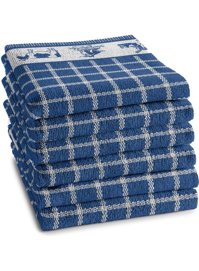 DDDDD Keukendoek Dutchie Blauw - Set Van 6 - Katoen