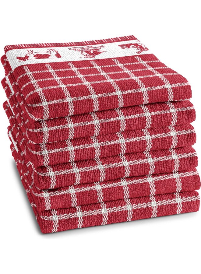Keukendoek Dutchie Rood - Set Van 6 - Katoen