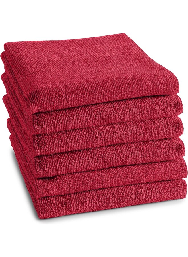 Keukendoek Logo Rood - Set Van 6 - Katoen