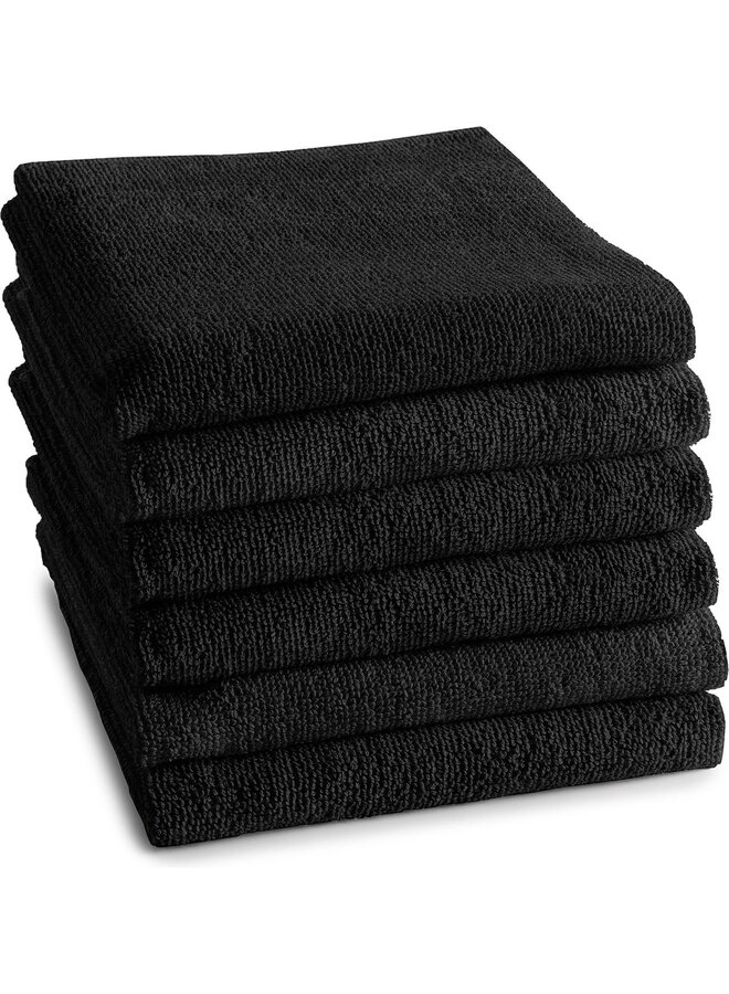 Keukendoek Logo Zwart - Set Van 6 - Katoen