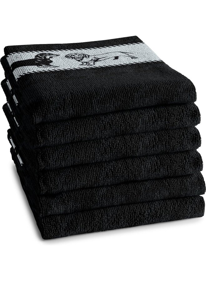 Keukendoek Saar Zwart - Set Van 6 - Katoen