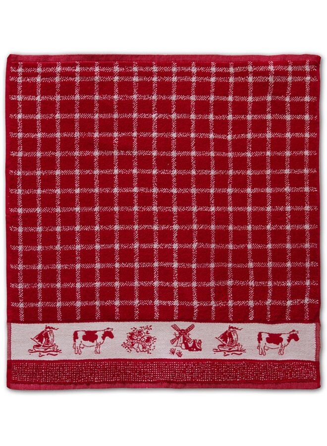 DDDDD Keukenset Dutchie Rood - Set Van 4 - Katoen