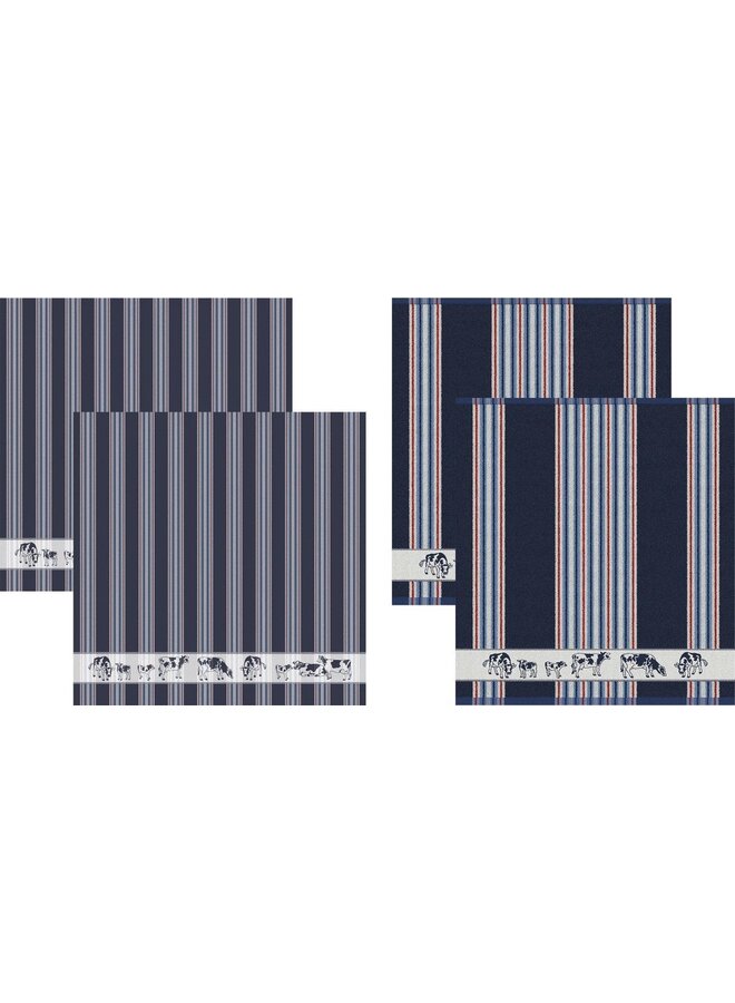 DDDDD Keukenset Friesian Blauw - Set Van 4 - Katoen