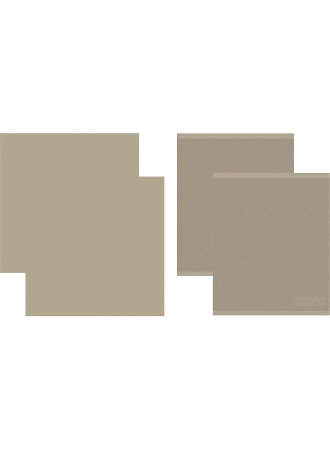 Keukenset Logo Bruin - Set Van 4 - Katoen