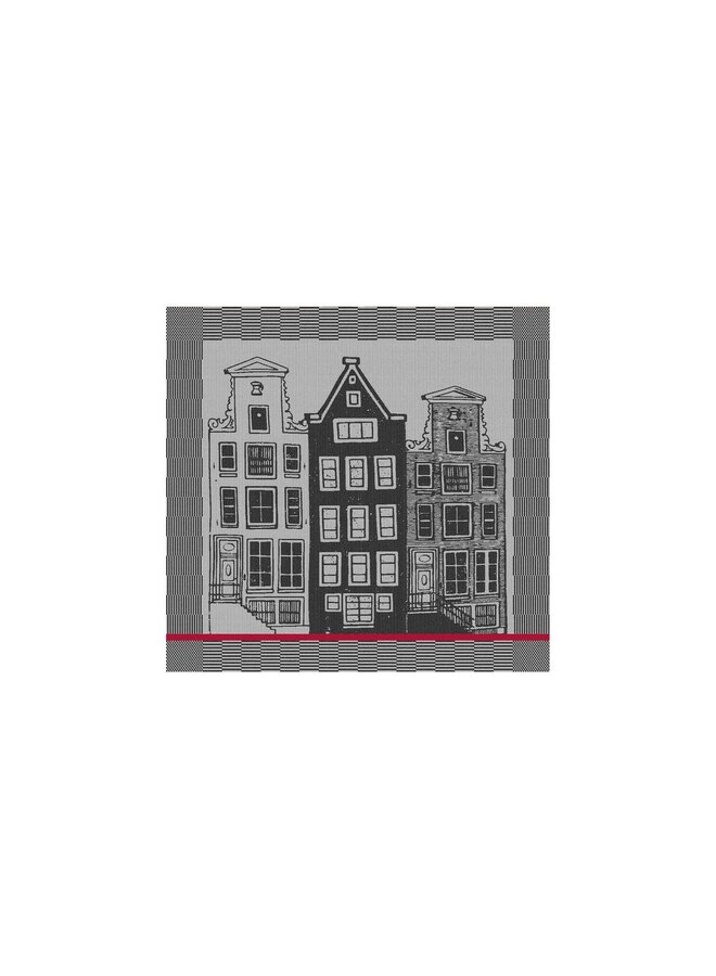 DDDDD Theedoek Canal Zwart - Set Van 6 - Katoen