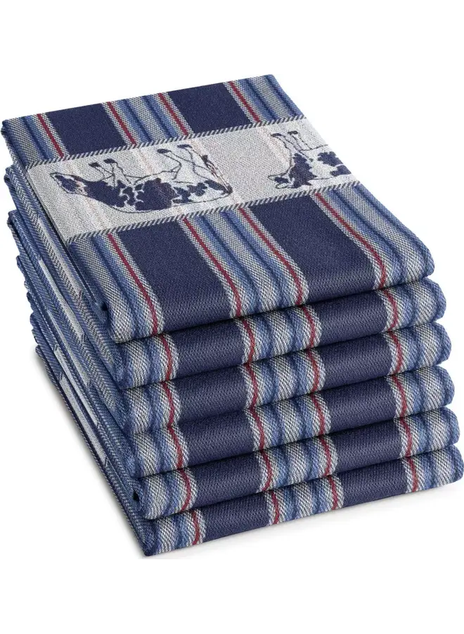 Theedoek Friesian Blauw - Set Van 6 - Katoen