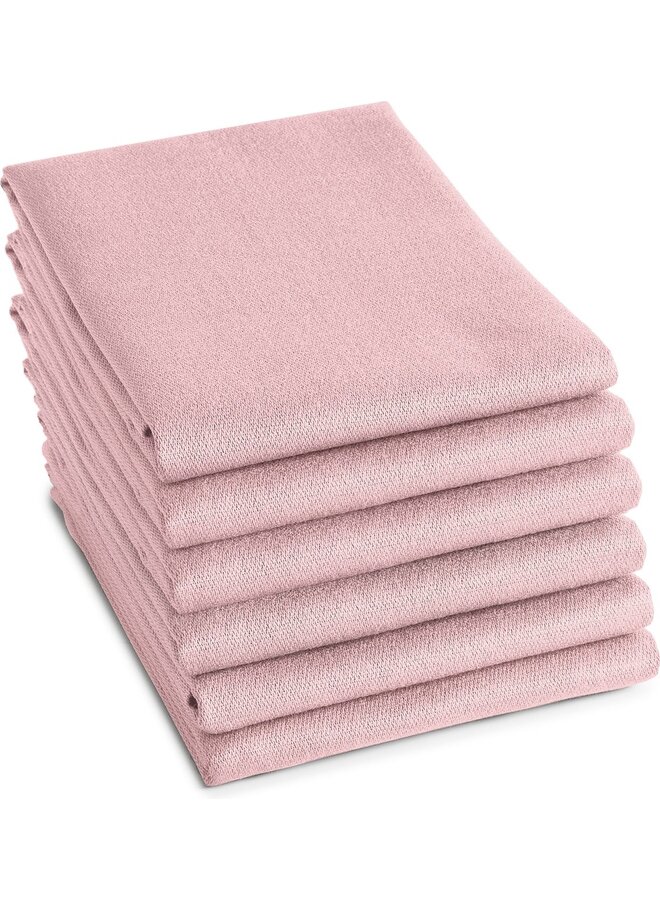 Theedoek Logo Pastel Roze - Set Van 6 - Katoen