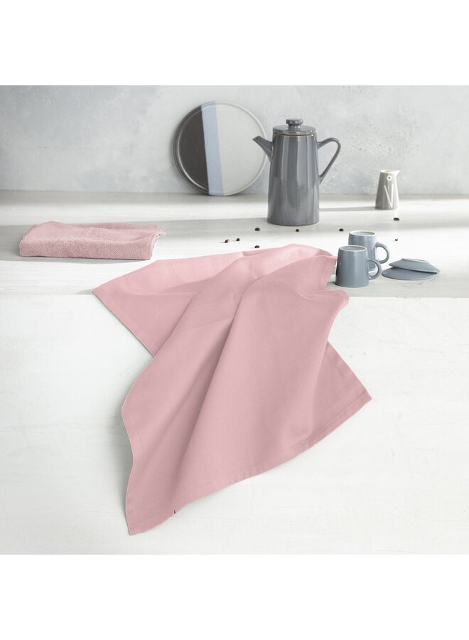 DDDDD Theedoek Logo Pastel Roze - Set Van 6 - Katoen